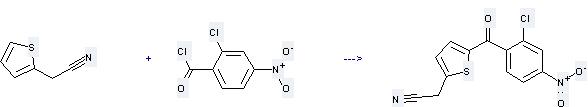 Benzoyl chloride,2-chloro-4-nitro-  is used to produce [5-(2-Chloro-4-nitro-benzoyl)-thiophen-2-yl]-acetonitrile.